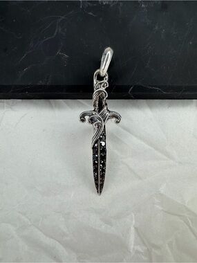 David Yurman Silver and Black Waves Dagger with Diamonds.
